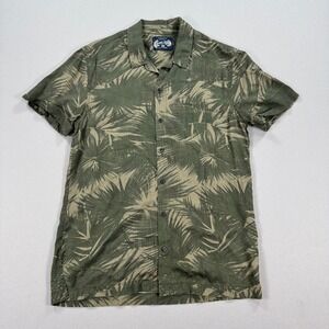 Scotch‎ & Soda Polo Shirt Men's Small Green Palm Print Button Down Regular Fit